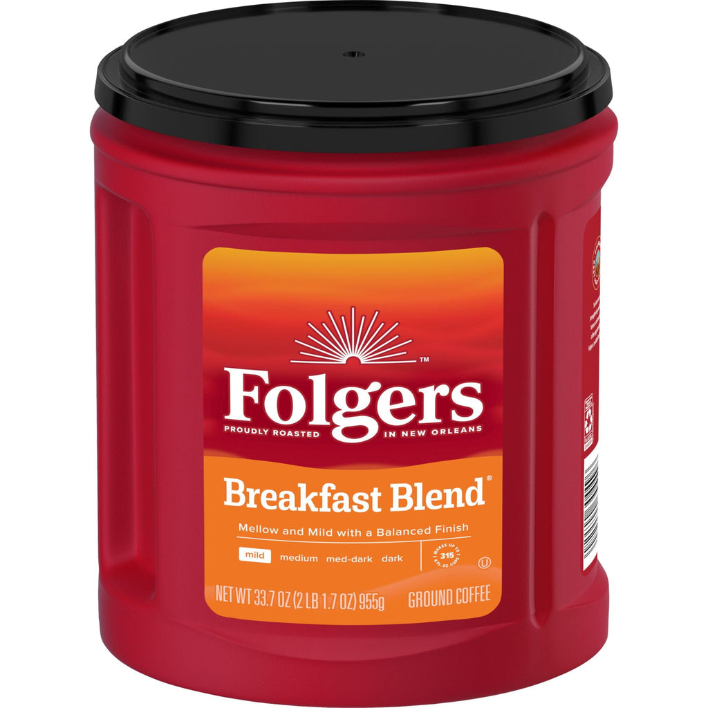 Folgers Breakfast Blend Mild Roast Naturally Caffeinated Ground Coffee 33.7 oz Canister