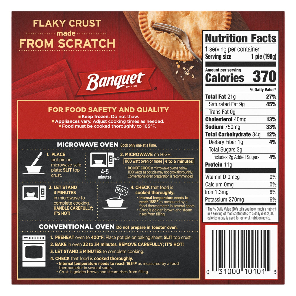 Banquet Chicken Pot Pie Frozen Meal 7 Oz 11g Protein