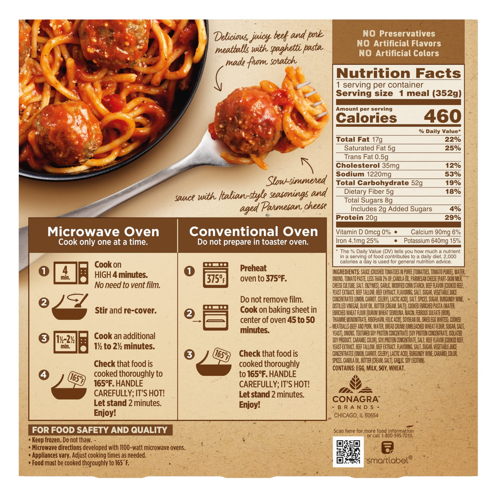 Marie Callender's Classic Spaghetti And Meatballs Frozen Meal 12.4 Oz