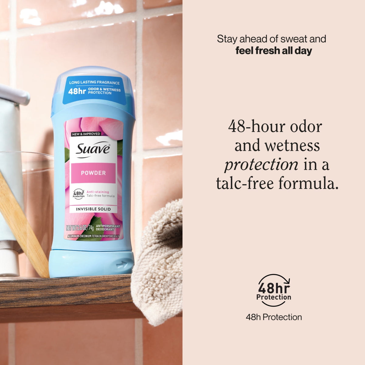Suave Women Antiperspirant Deodorant Powder 48-Hour Protection 2.6 oz Twin Pack