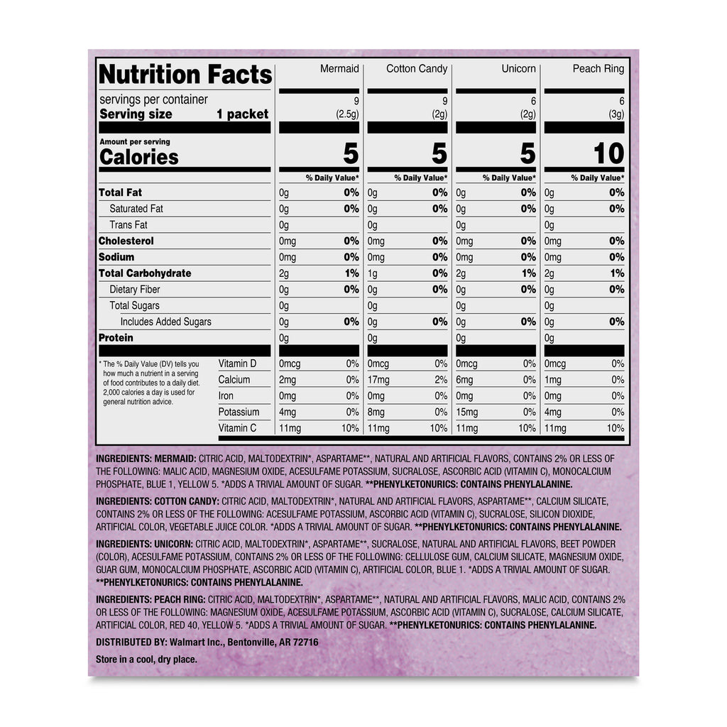 Great Value Sugar-Free WaterTok Variety Pack Drink Mix 2.53 oz 30 Count