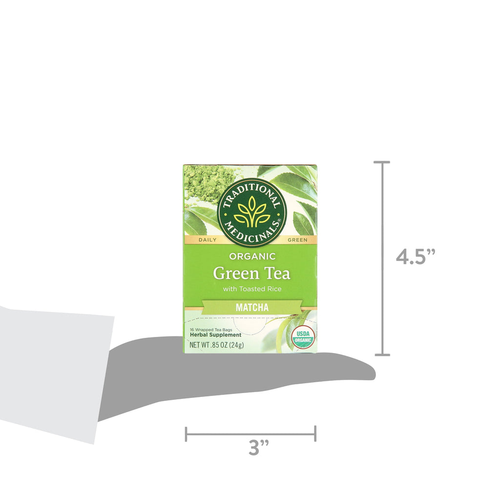 Traditional Medicinals Organic Green Tea Matcha with Toasted Rice Tea Bags 16 Count