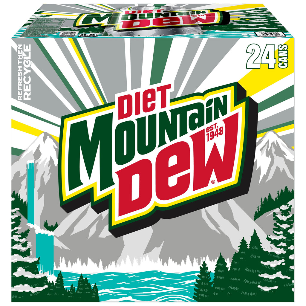 Mountain Dew Diet Citrus Soda Pop Cans 12 Fl Oz 24 Pack