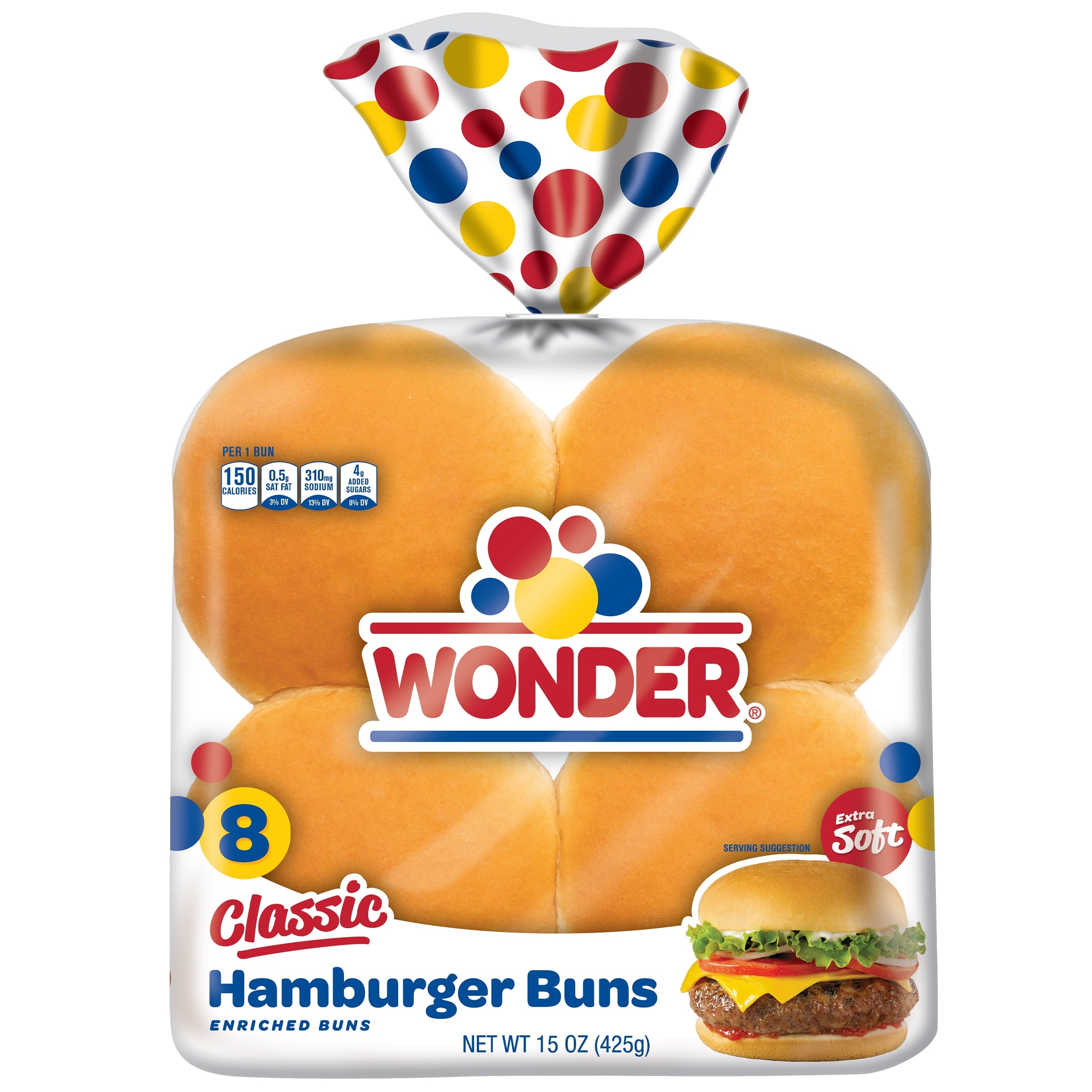 Classic Extra Soft White Bread Hamburger Buns 15 Oz 8 Ct