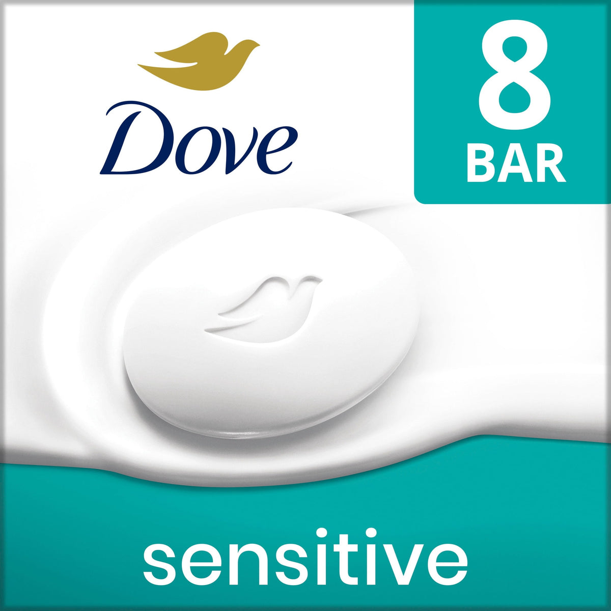 Dove Sensitive Skin Beauty Bar Soap Fragrance Free Hypoallergenic 3.75 oz 8 Bars