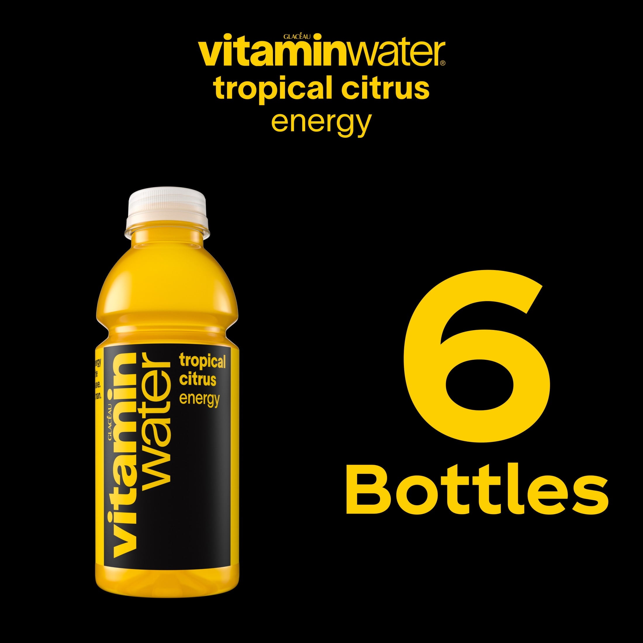 vitaminwater Energy Tropical Citrus Flavored Water Beverage 16.9 fl oz Plastic Bottles 6 Pack