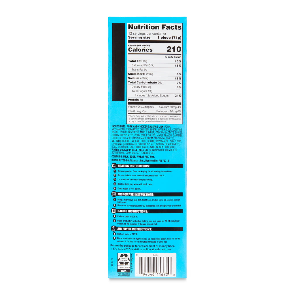 Great Value Pancakes & Sausage on a Stick Frozen 12 Count 30 Oz