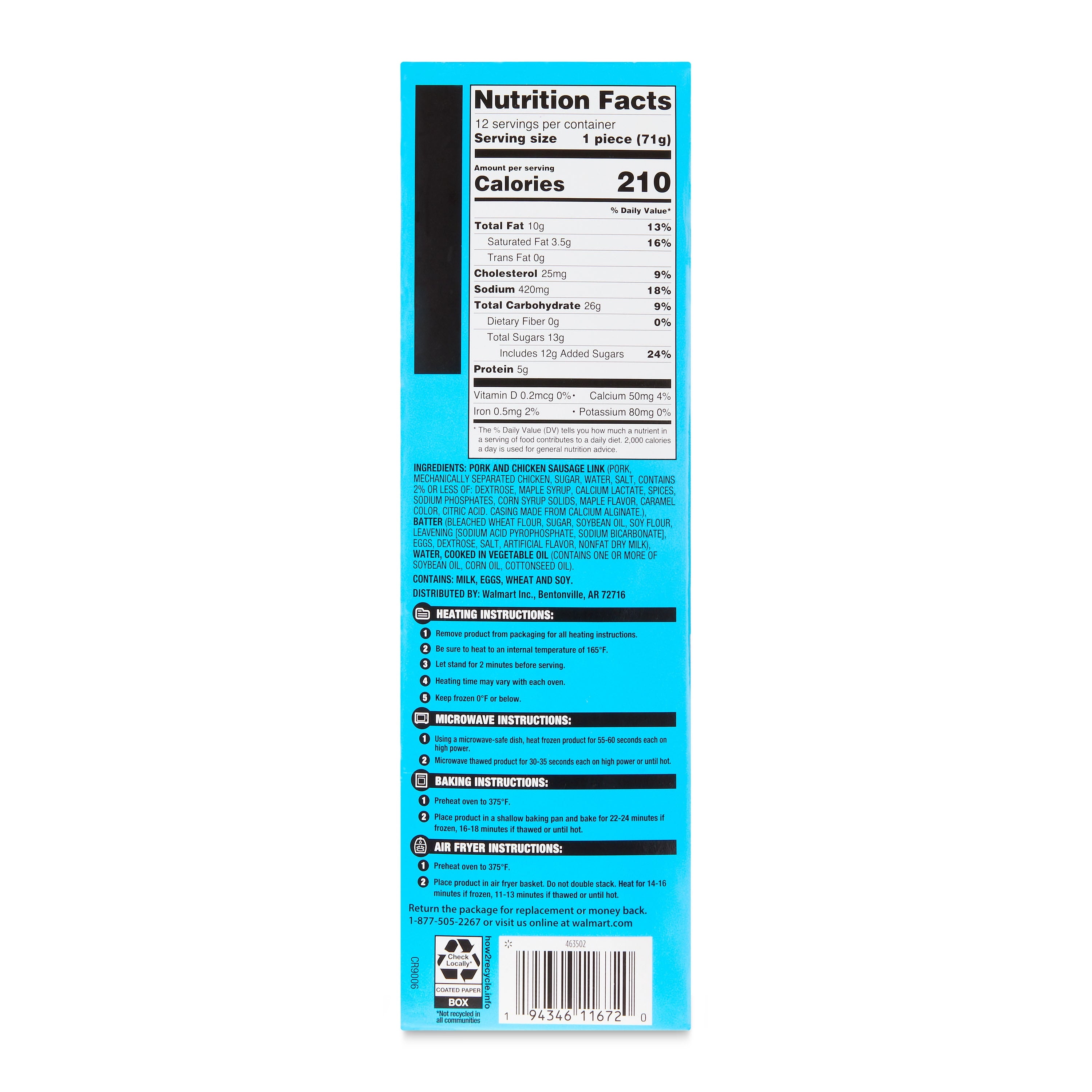 Great Value Pancakes & Sausage on a Stick Frozen 12 Count 30 Oz