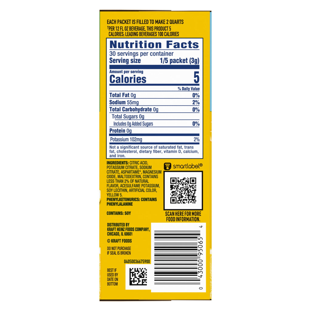 Crystal Light Sugar-Free Lemonade Drink Mix Packets 3.2 oz 6 Count