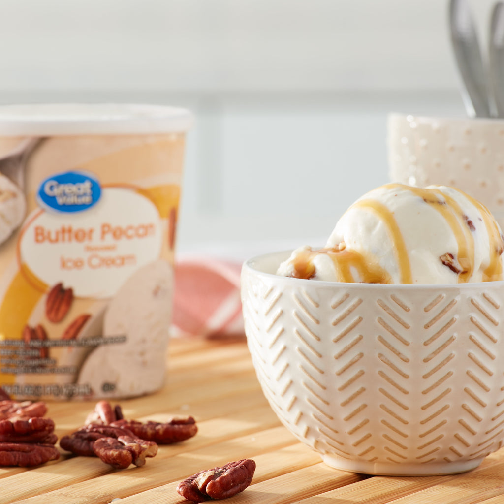 Great Value Butter Pecan Flavored Ice Cream 16 Fl Oz