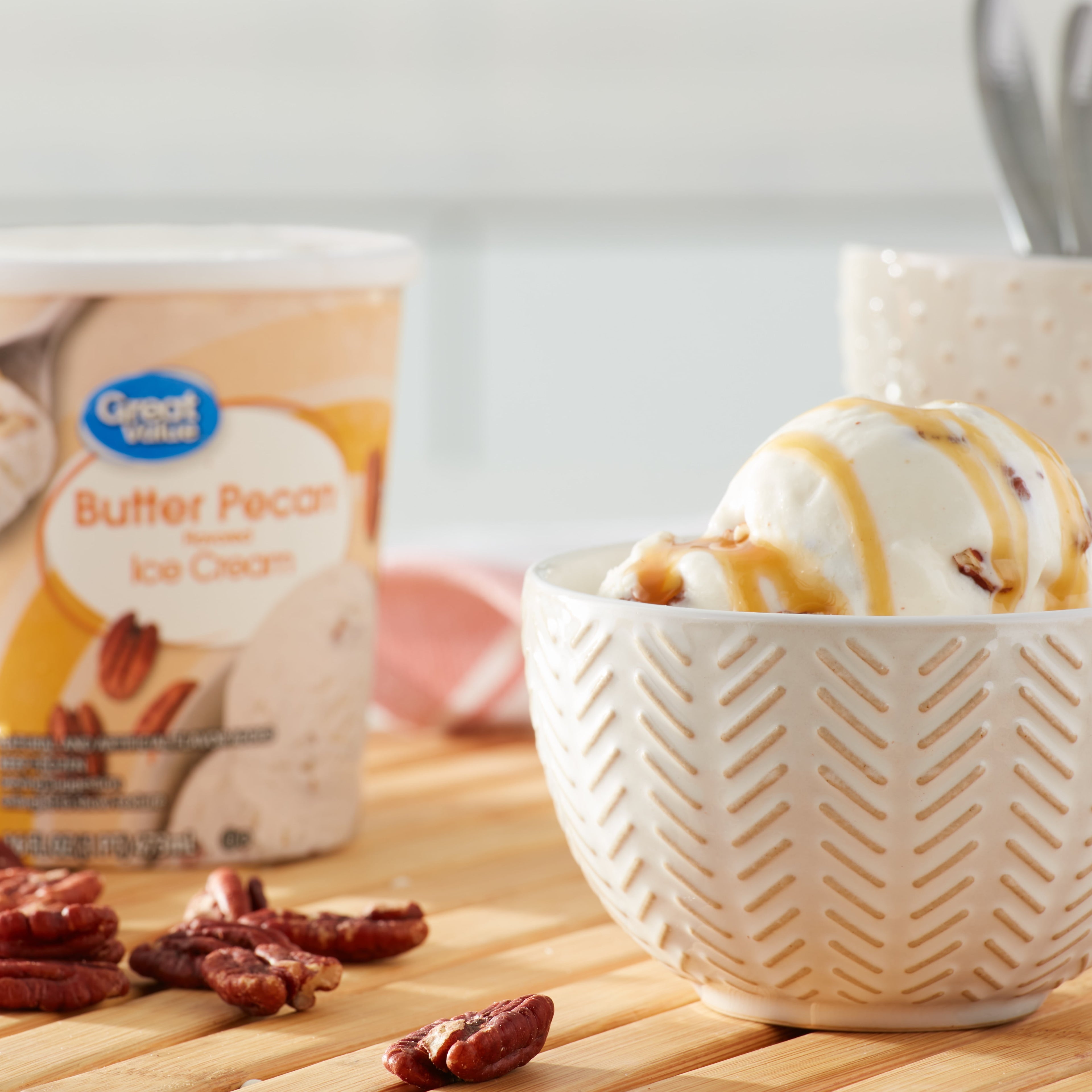 Great Value Butter Pecan Flavored Ice Cream 16 Fl Oz