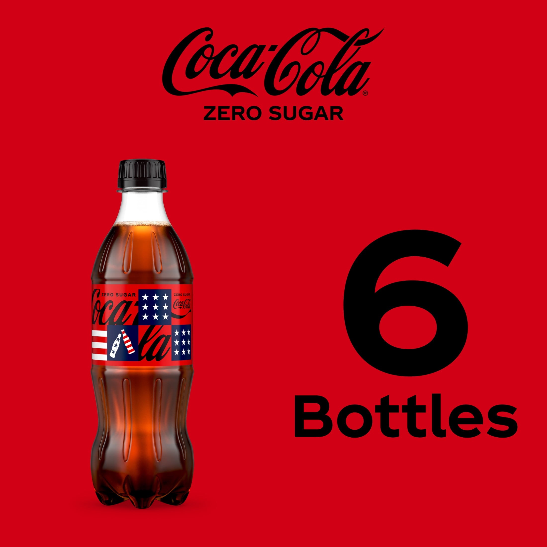Zero Sugar Soda Pop Bottles 16.9 Fl Oz 6 Pack Coca-Cola