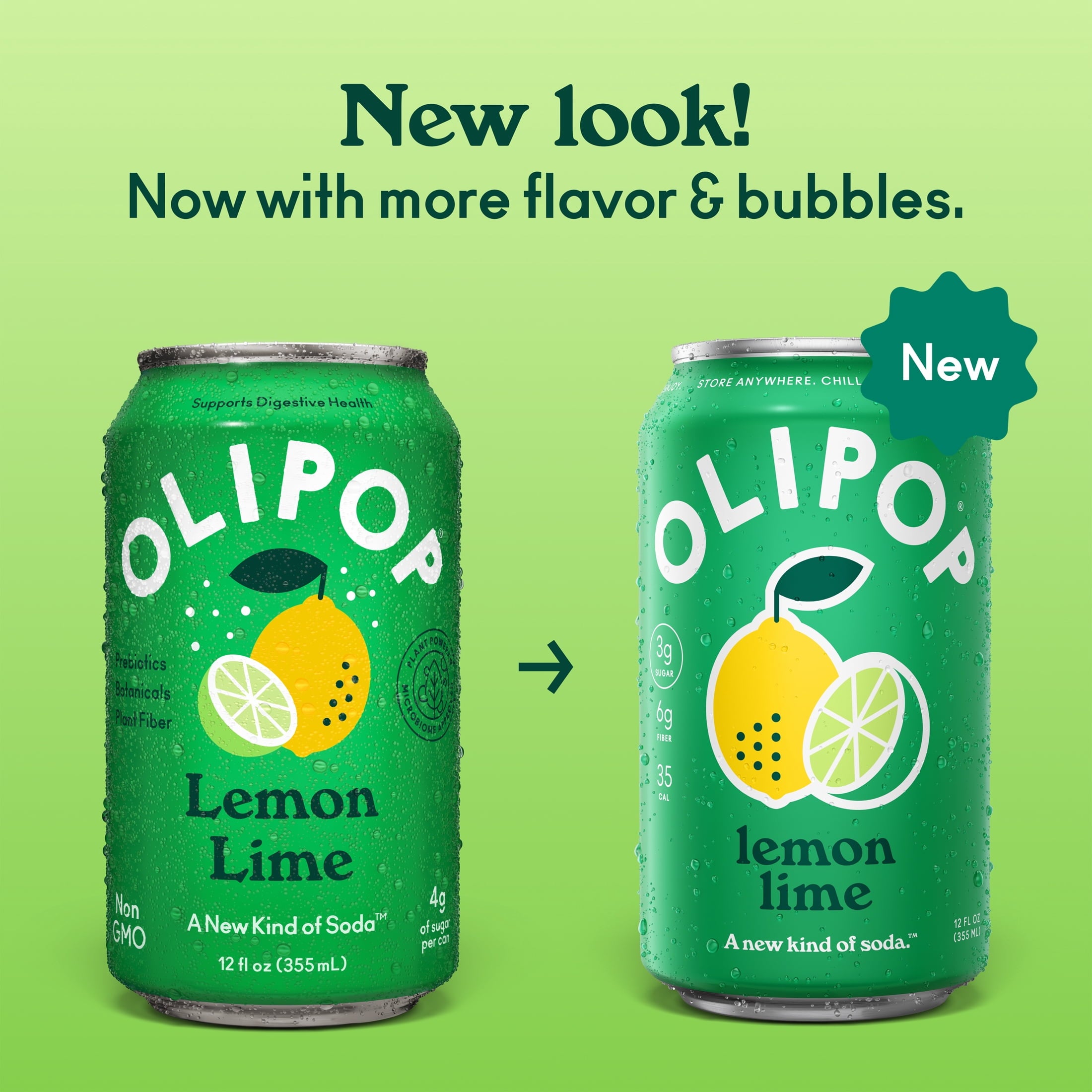 OLIPOP 6g Fiber Prebiotic Soda Lemon Lime Can 12 Fl Oz