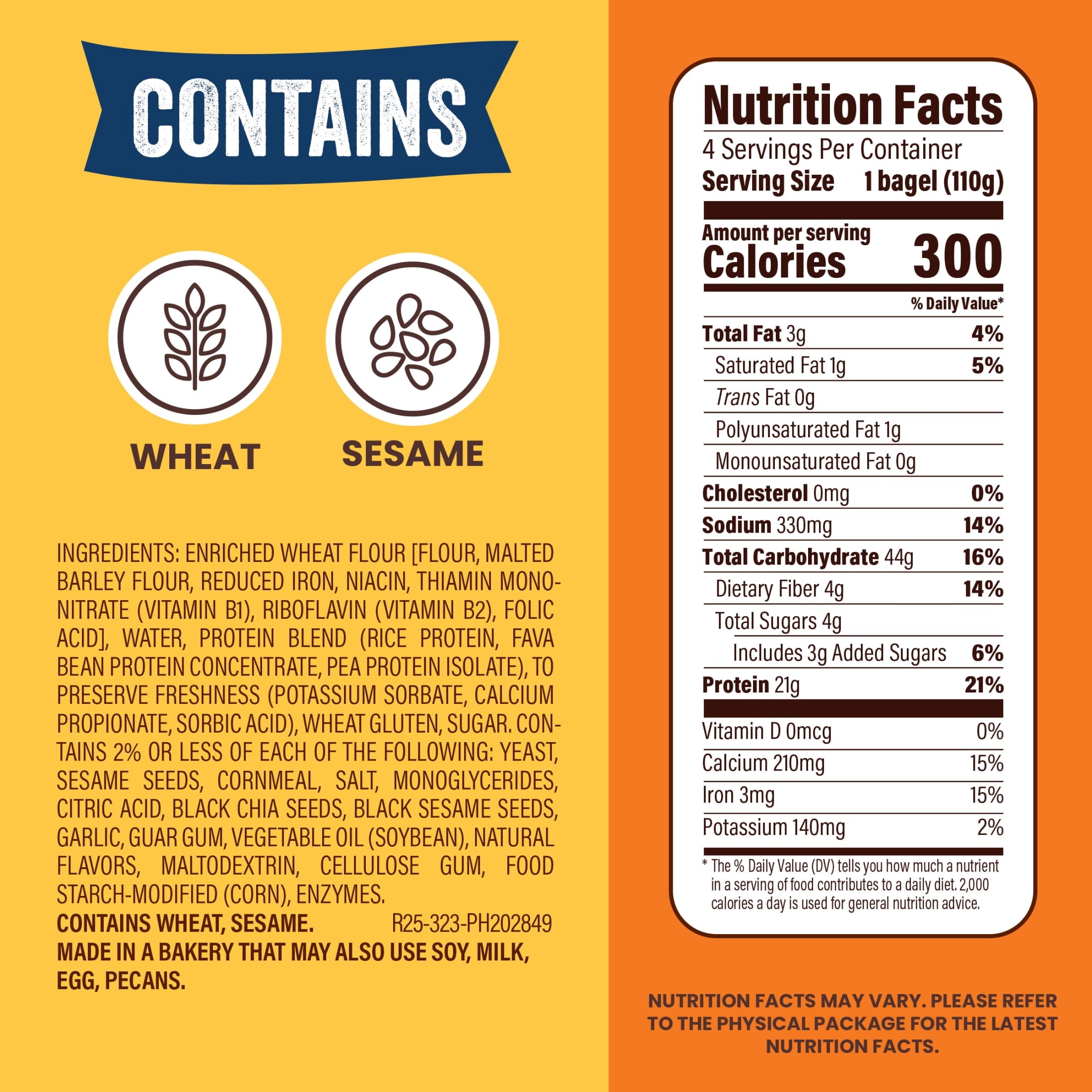 High Protein Everything Bagels 15.5 Oz 4 Count