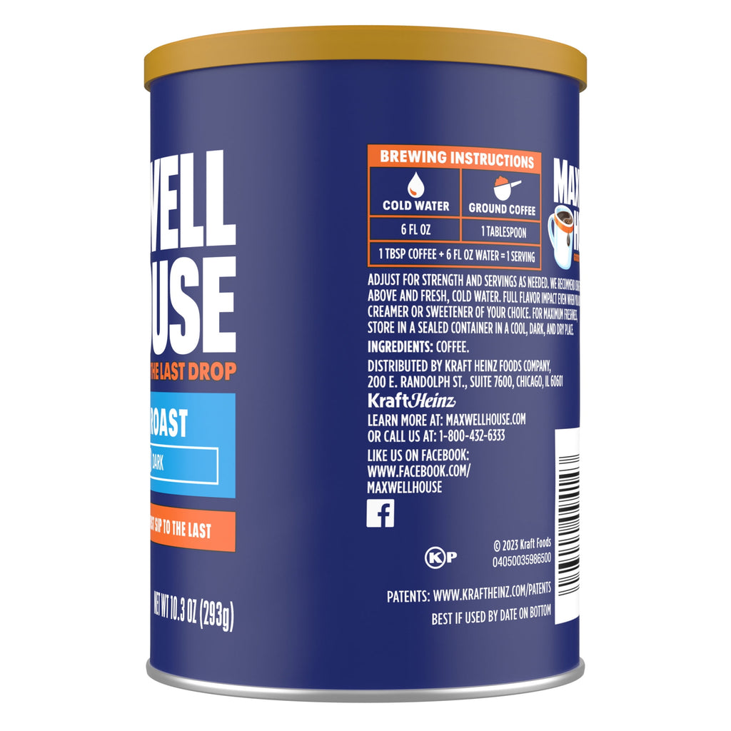 Maxwell House Original Roast Naturally Caffeinated Medium Roast Ground Coffee 10.3 oz Canister