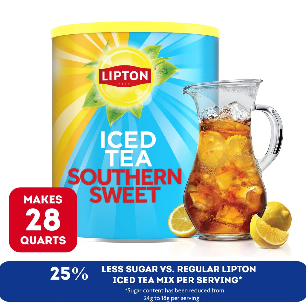 Lipton Reduced Sugar Southern Sweet Naturally Caffeinated Instant Iced Tea Mix 50.2 oz Canister