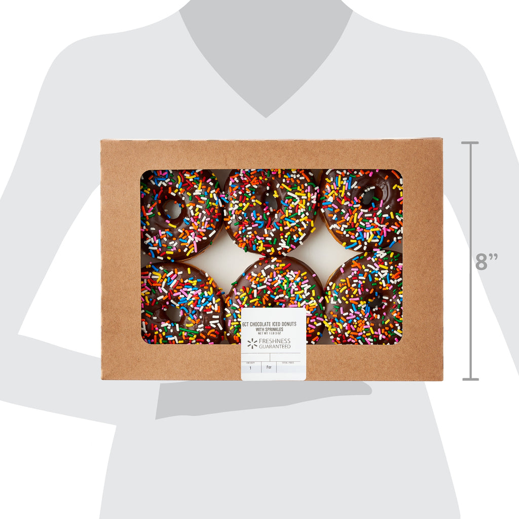Chocolate Iced Donuts with Sprinkles 19 Oz 6 Count Freshness Guaranteed