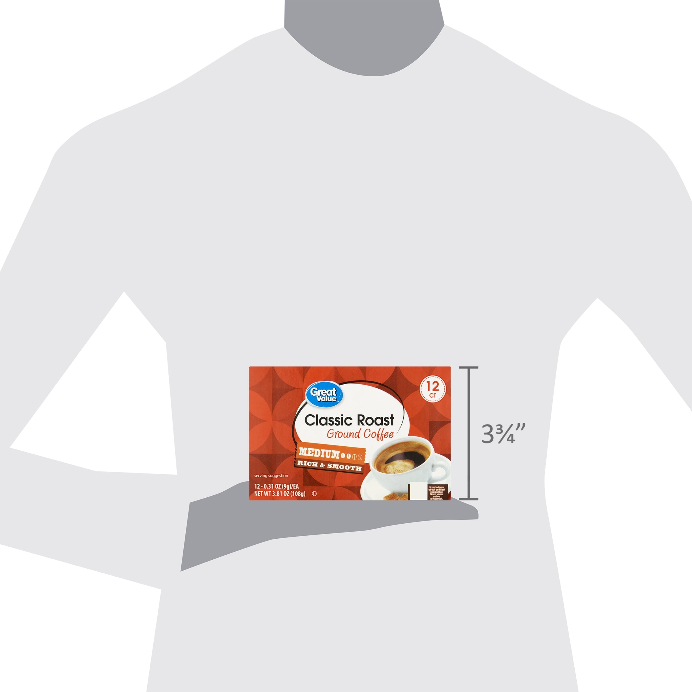 Great Value Classic Roast Medium Roast Ground Coffee Pods 12 Count
