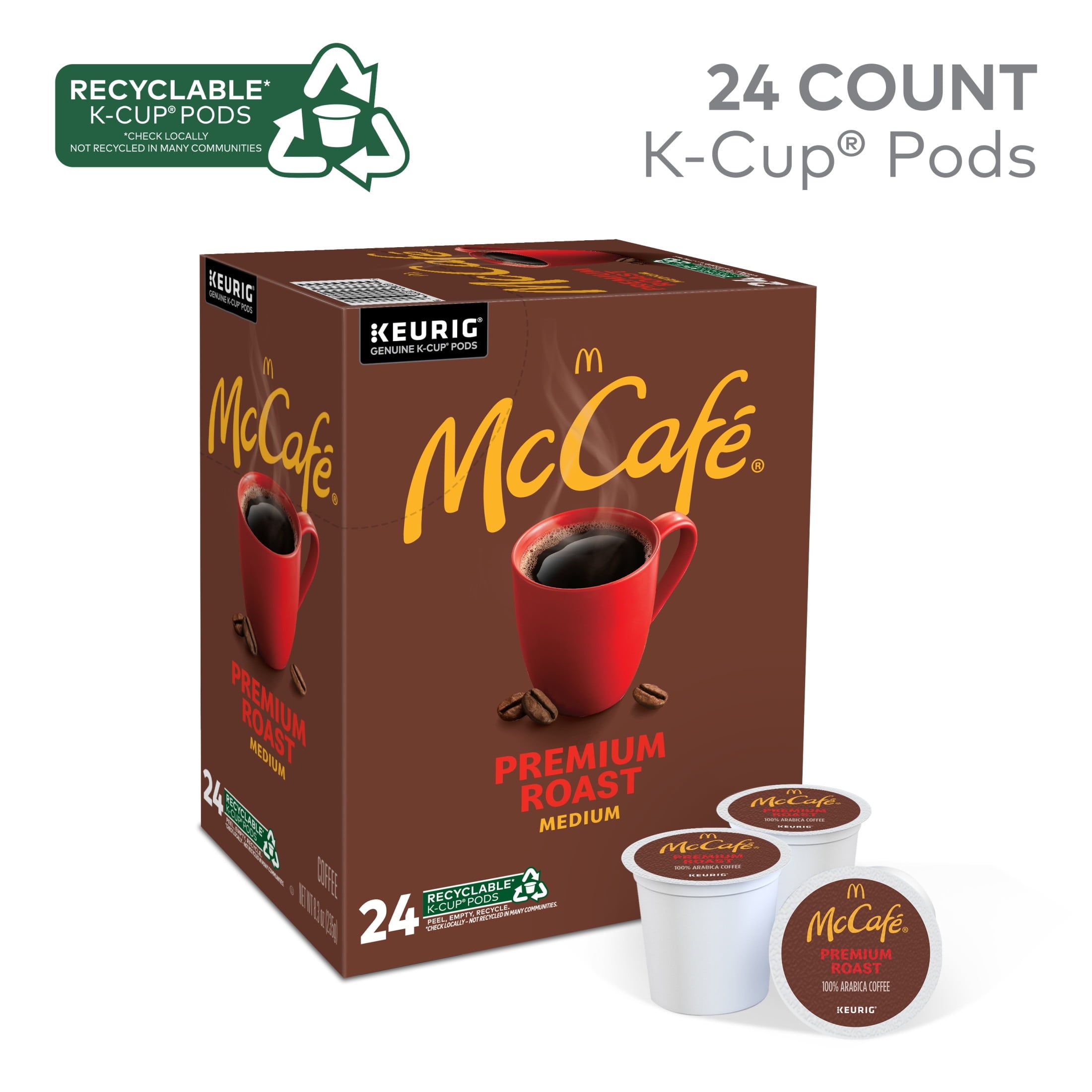McCafé Premium Roast Naturally Caffeinated Medium Roast Coffee Keurig K-Cup Pods 24 Count Box