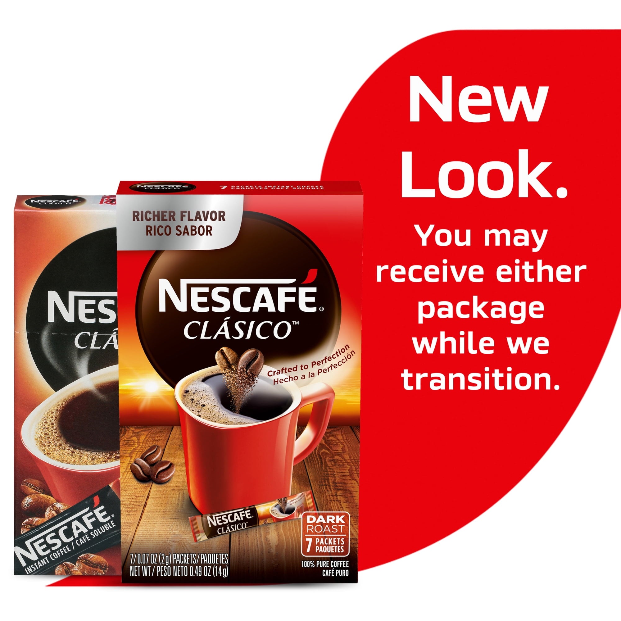 NESCAFÉ CLÁSICO Naturally Caffeinated Dark Roast Instant Coffee 0.07 oz 7 Count