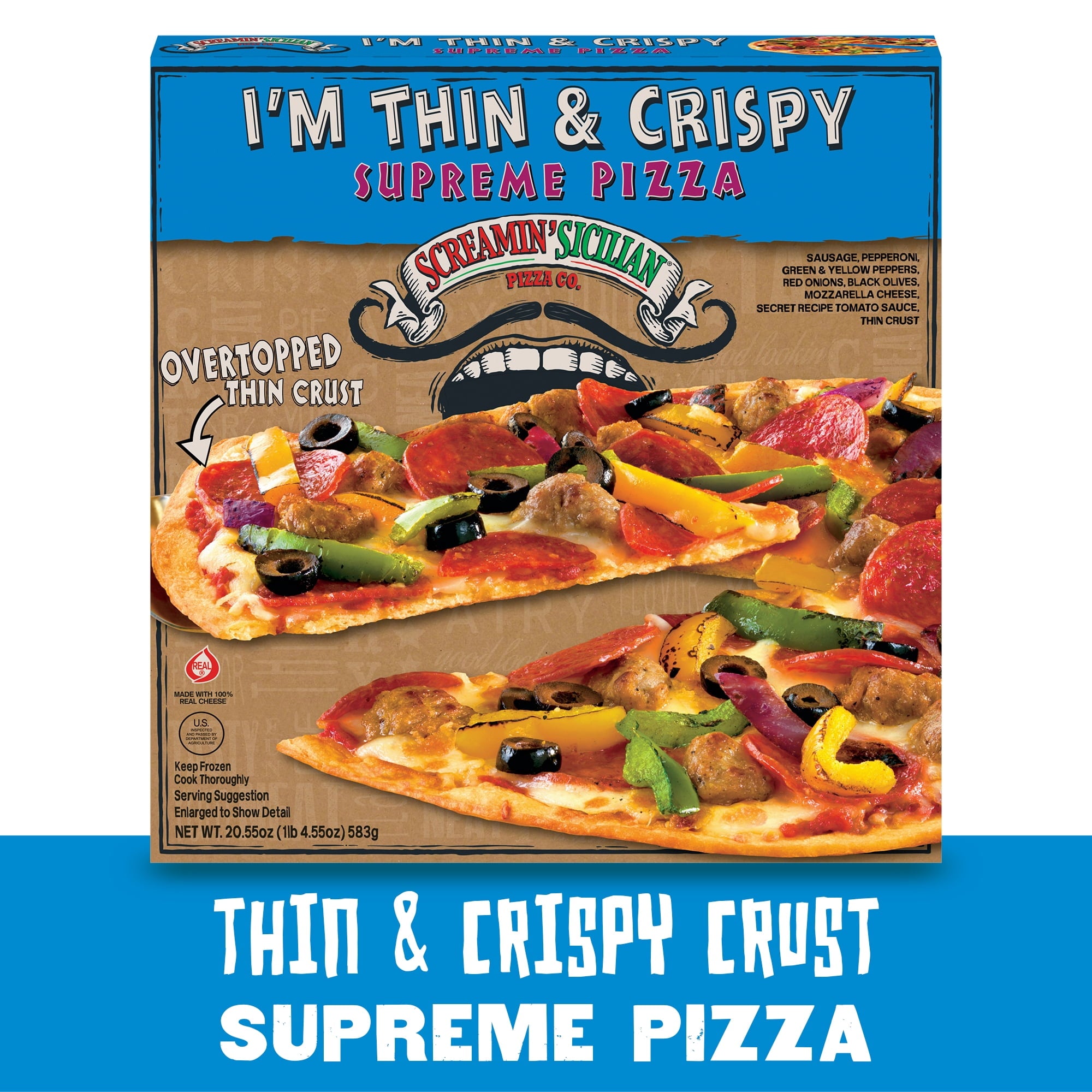 Screamin' Sicilian Thin Crust Supreme Frozen Pizza 20.55 Oz