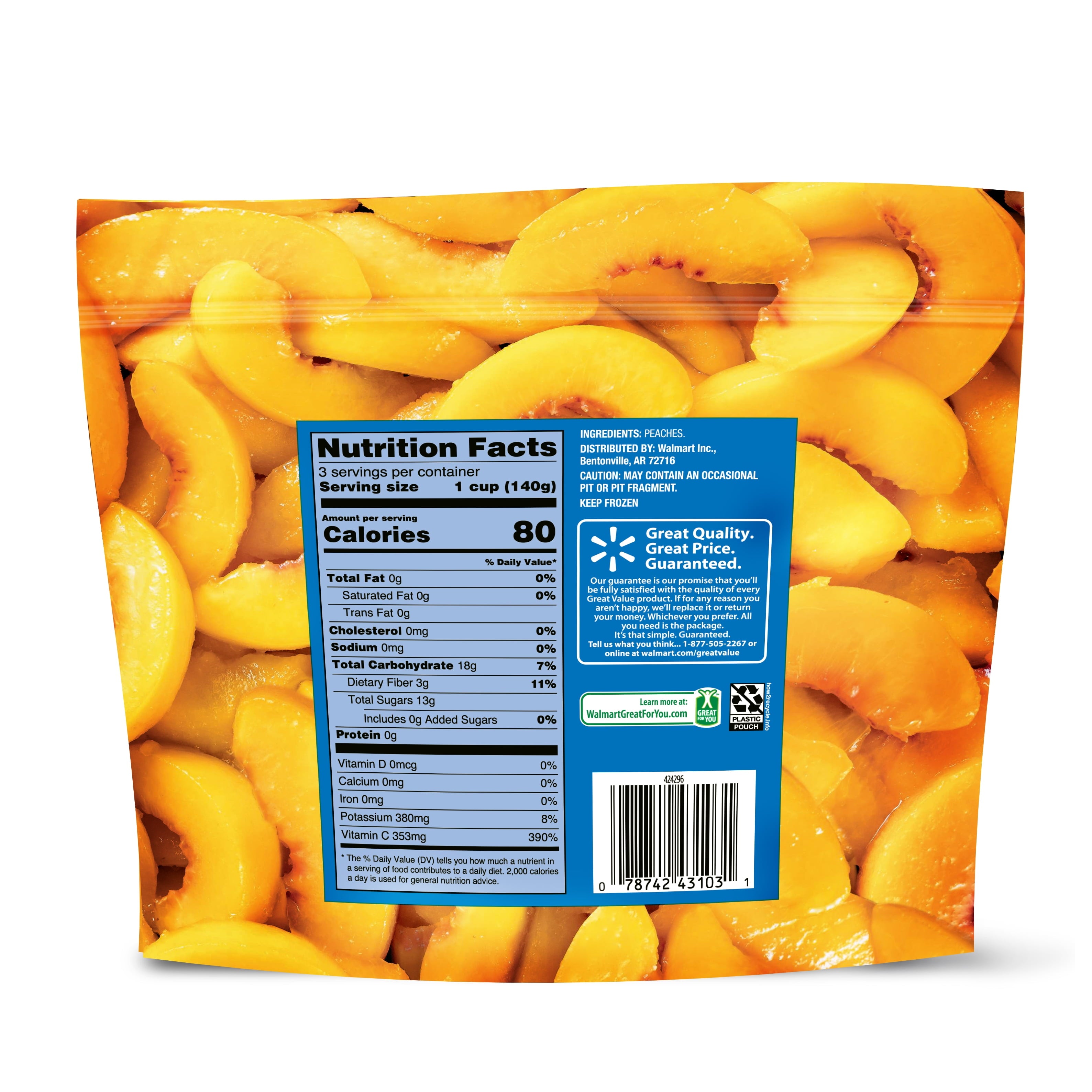 Great Value Frozen Sliced Peaches 16 Oz