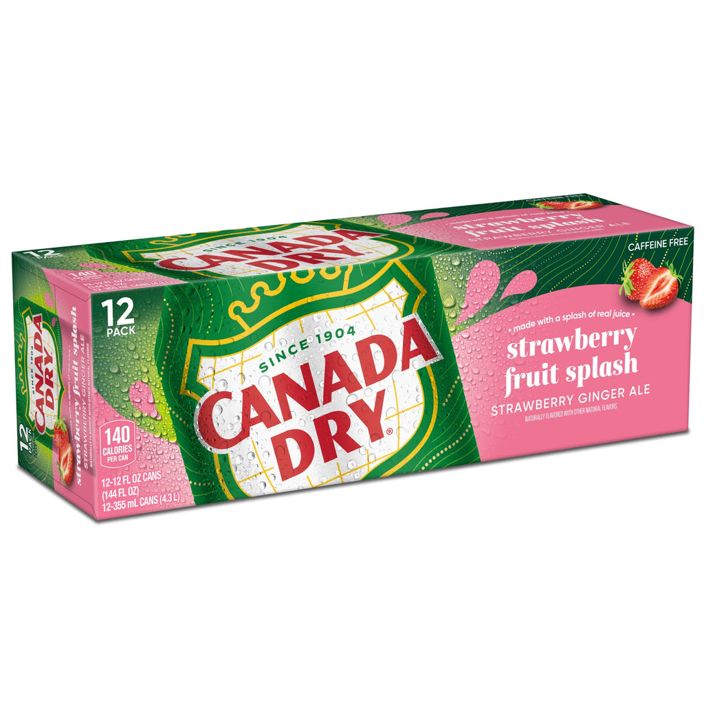 Canada Dry Caffeine Free Fruit Splash Strawberry Ginger Ale Soda Pop Cans 12 Fl Oz 12 Pack