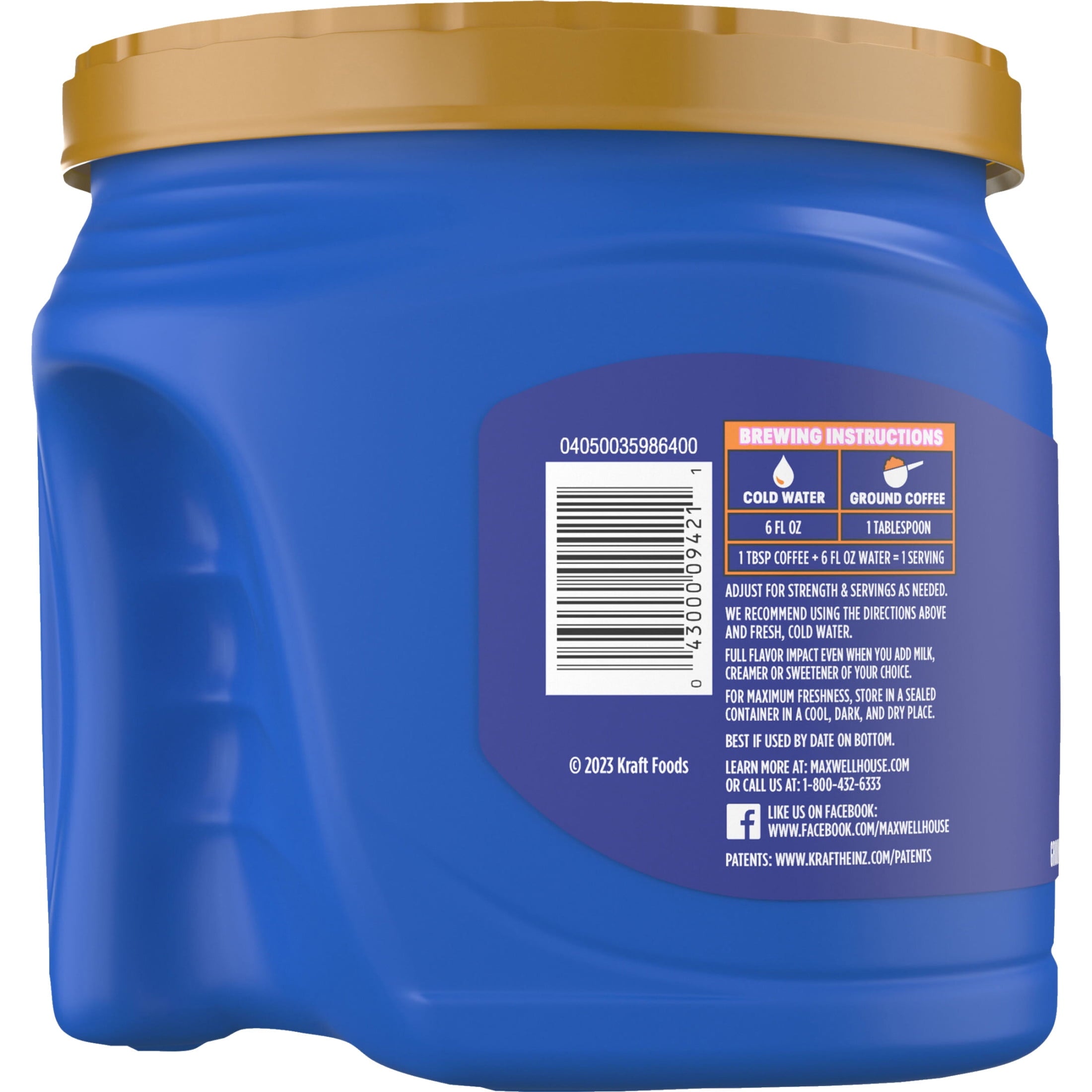 Maxwell House 100% Colombian Naturally Caffeinated Medium Roast Ground Coffee 23.1 oz Canister