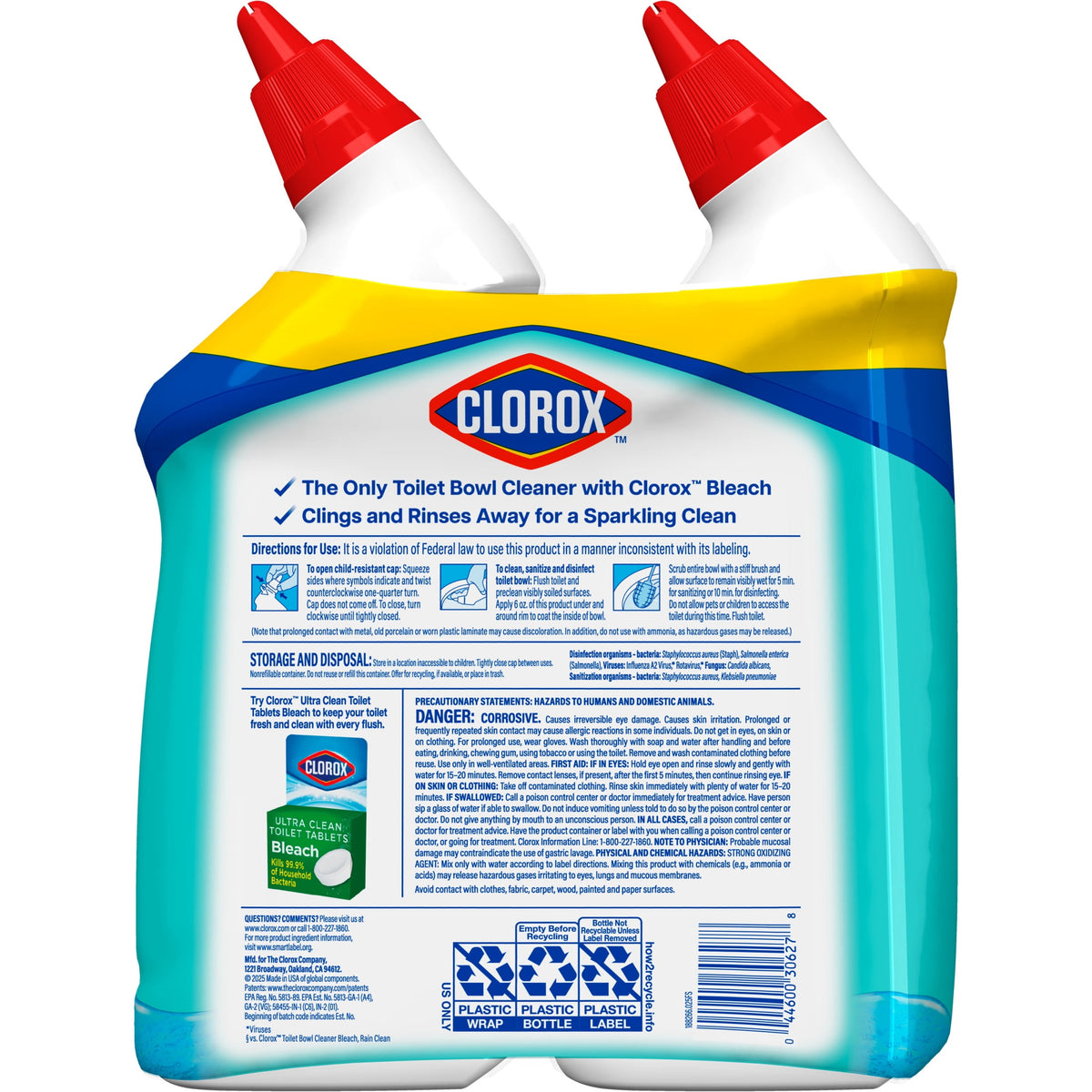 Clorox Toilet Bowl Cleaner Clinging Bleach Gel Ocean Mist 24 fl oz
