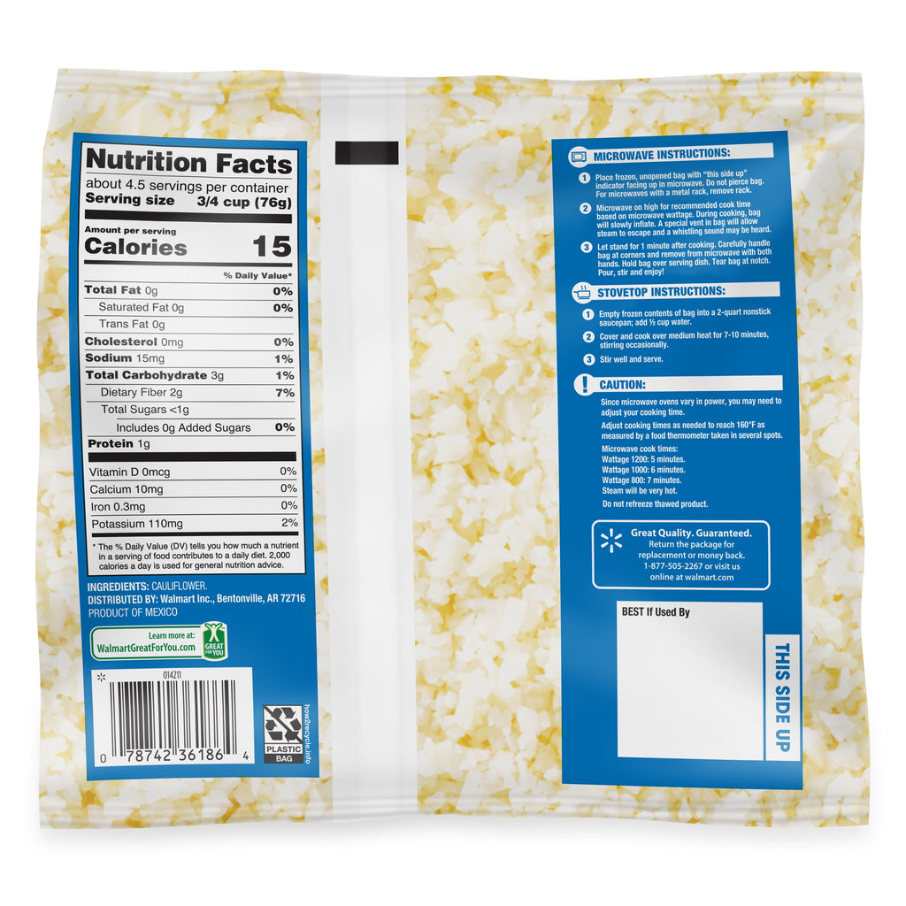 Great Value Riced Cauliflower Frozen 12 Oz