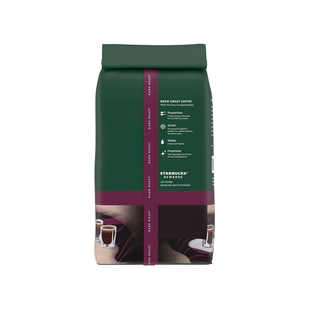 Starbucks Espresso Roast Naturally Caffeinated Dark Ground Coffee 18 oz Bag