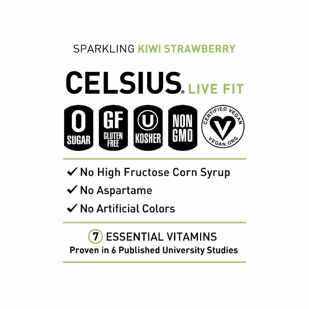 CELSIUS Sparkling Kiwi Strawberry Functional Energy Drink 12 fl oz Single Can