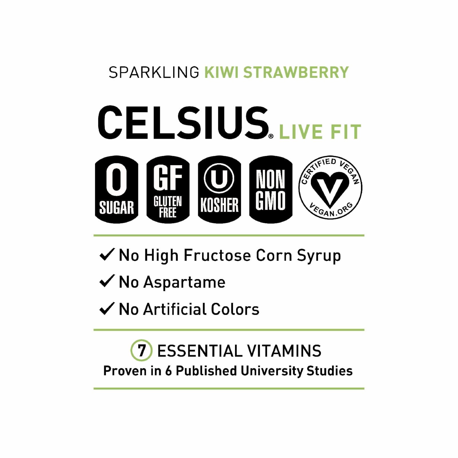 CELSIUS Sparkling Kiwi Strawberry Functional Energy Drink 12 fl oz Single Can