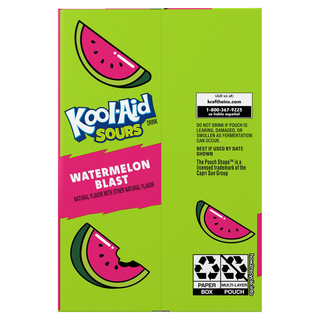 Kool-Aid Sours Watermelon Blast Natural Flavor Drink 6 fl oz 10 Pouches