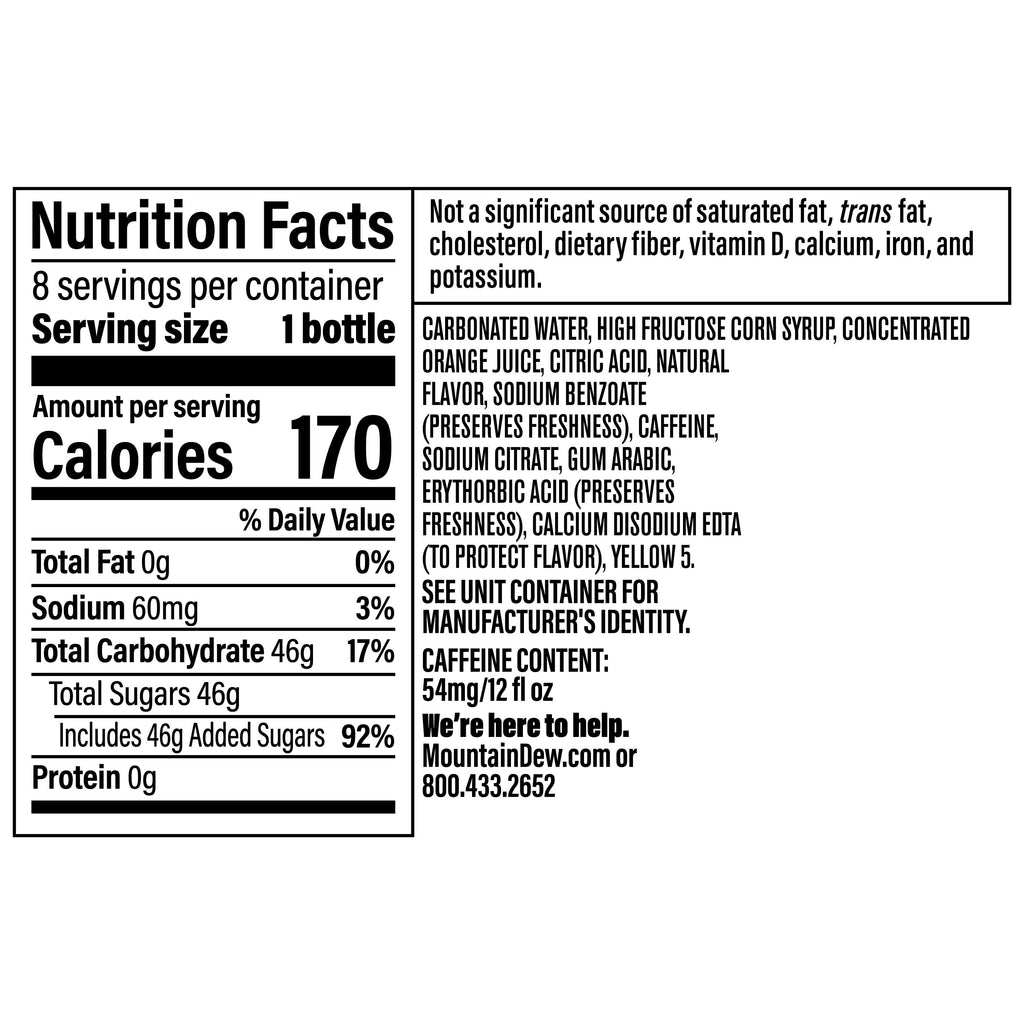 Mountain Dew Citrus Soda Pop Bottles 12 Fl Oz 8 Pack