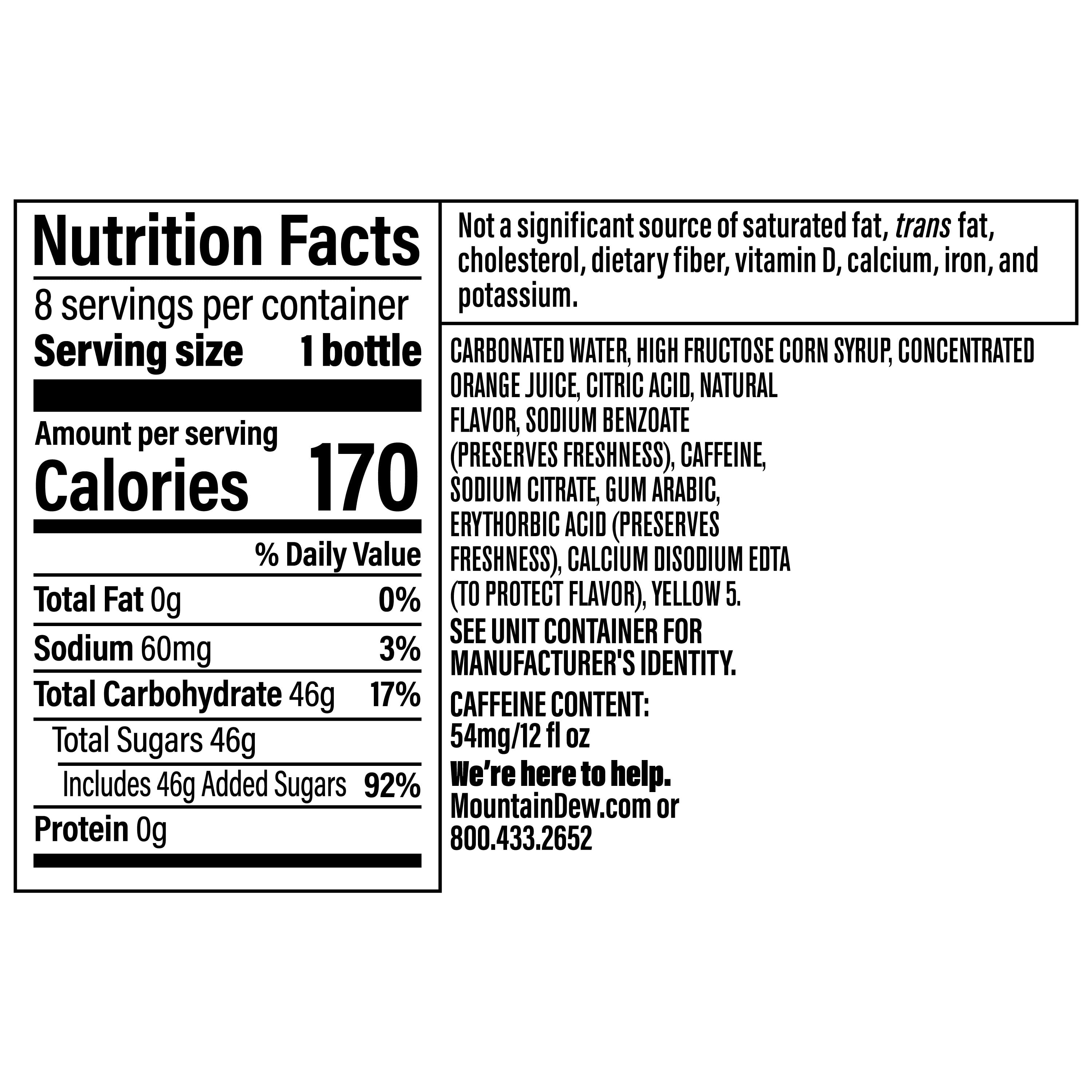 Mountain Dew Citrus Soda Pop Bottles 12 Fl Oz 8 Pack