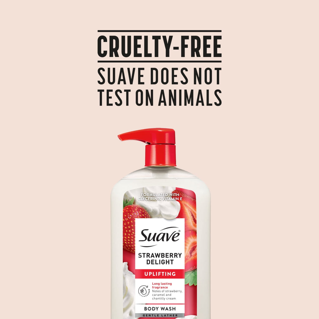Suave Essentials Strawberry Delight Uplifting Body Wash Moisturizing Skin Cleanser 30 fl oz