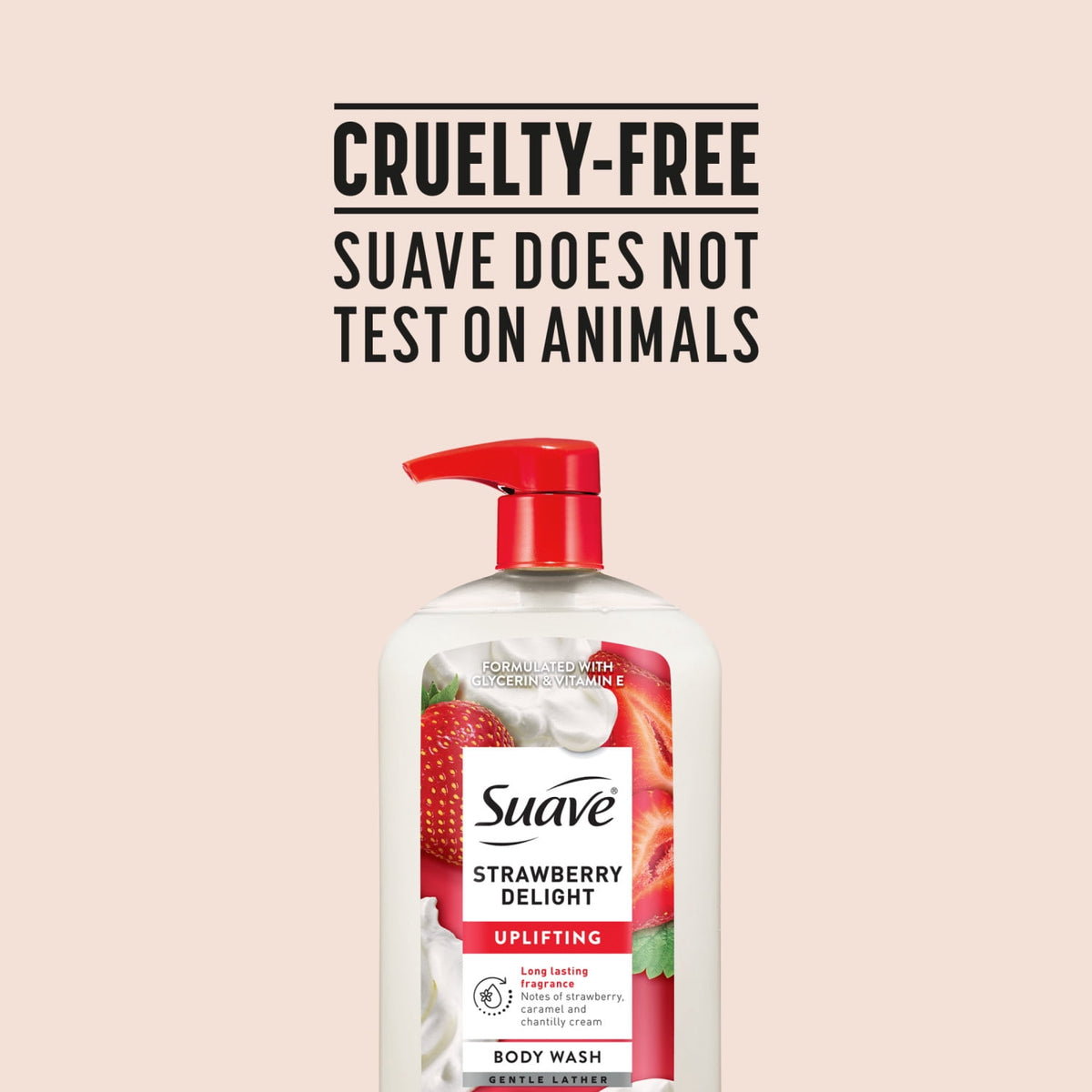 Suave Essentials Strawberry Delight Uplifting Body Wash Moisturizing Skin Cleanser 30 fl oz