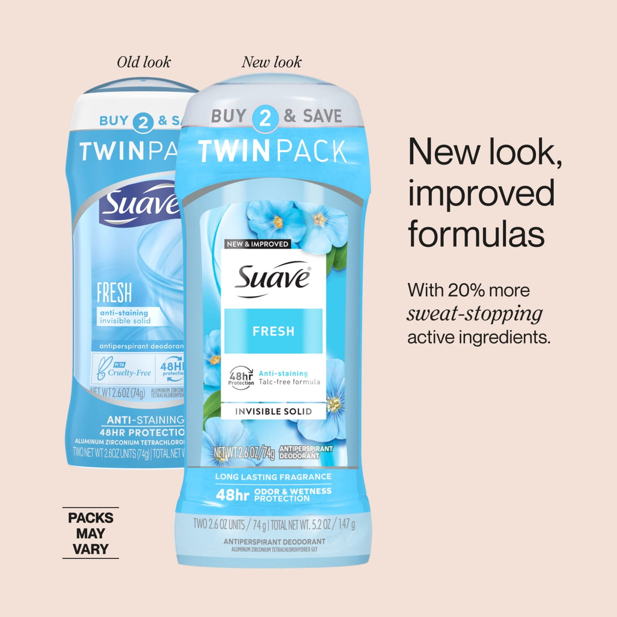 Suave Women Antiperspirant Deodorant Fresh 48-Hour Protection 2.6 oz Twin Pack