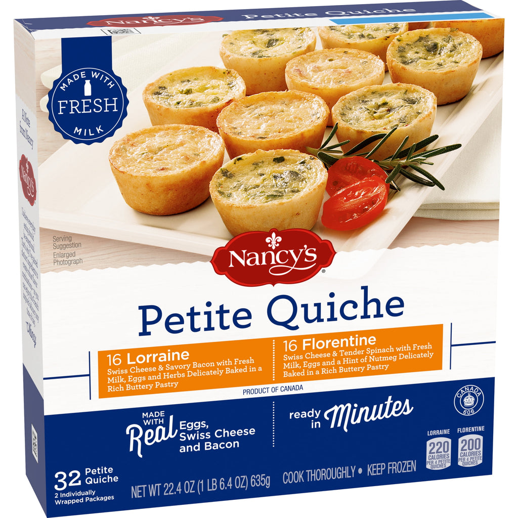 Nancy's Lorraine & Florentine Petite Quiche Frozen Snacks 22.4 Oz 32 Count