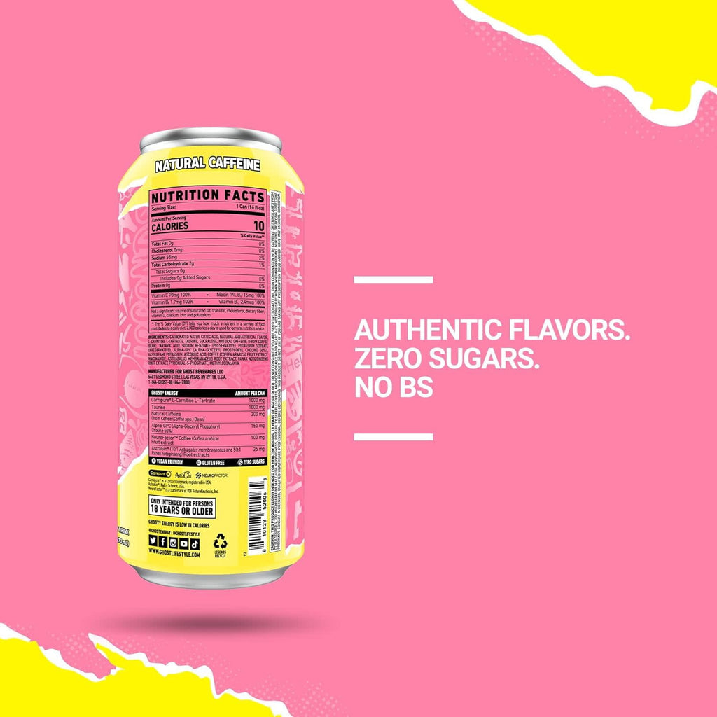 GHOST Energy Sour Pink Lemonade Sugar Free Energy Drink 16 fl oz Single Can