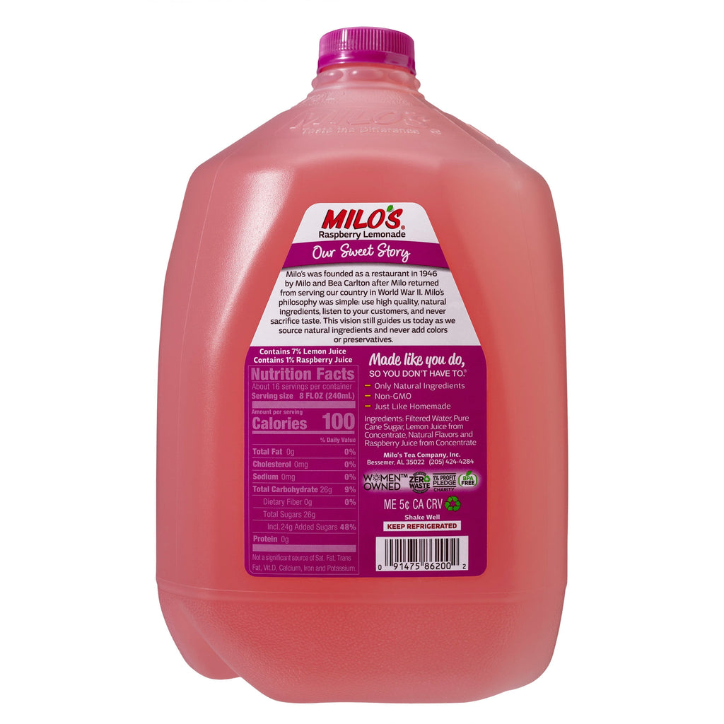 Milo's Raspberry Lemonade Refrigerated Juice Drink 128 fl oz Gallon