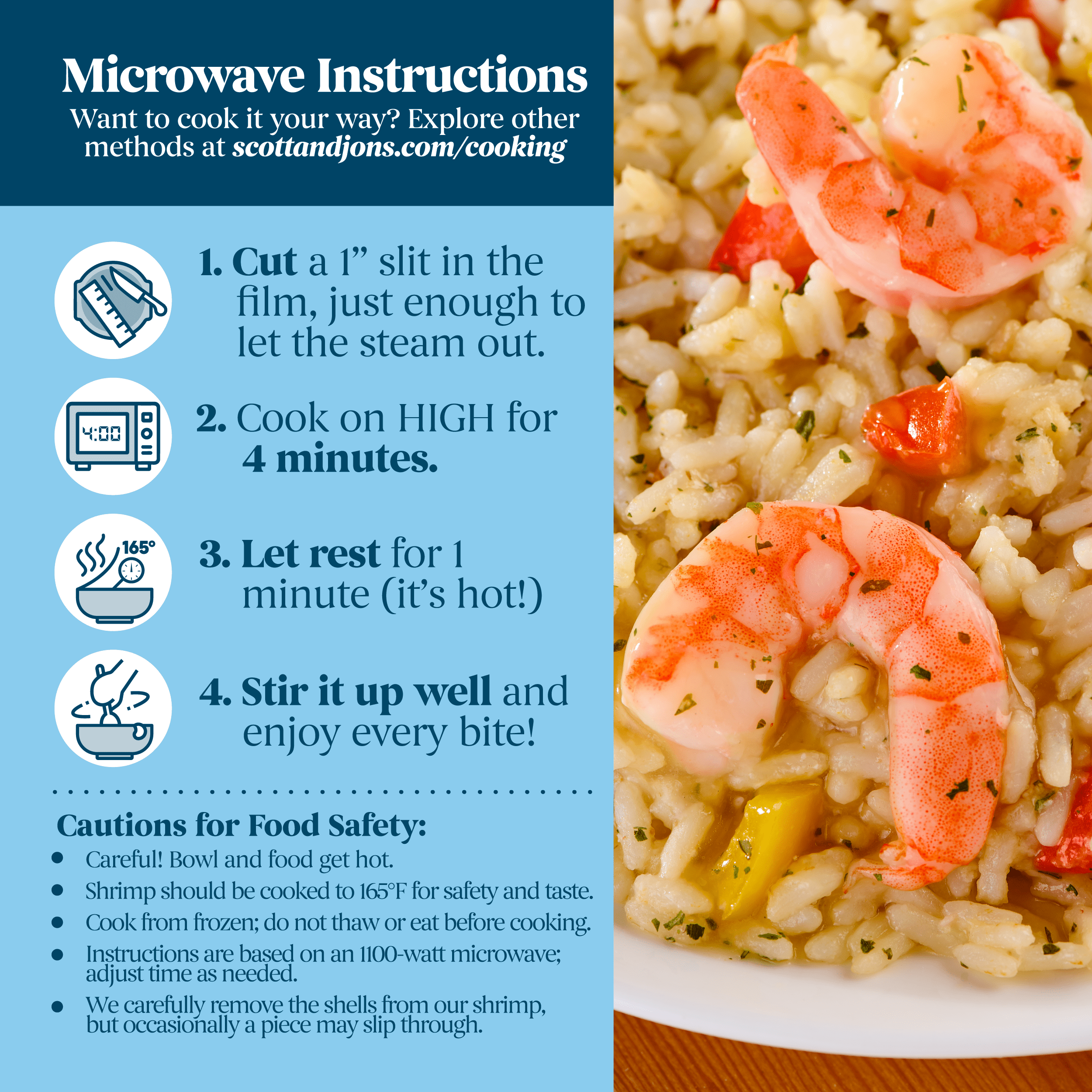 Scott & Jon's Garlic Butter Shrimp Rice Bowl Frozen Meal 9.6 Oz