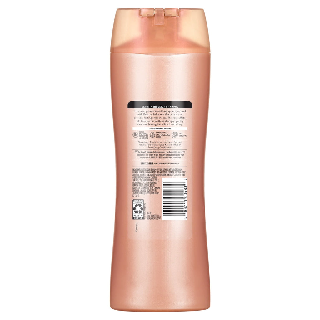 Suave Keratin Infusion Smoothing Shampoo for Frizzy Hair 48HR Frizz Control 12.6 fl oz