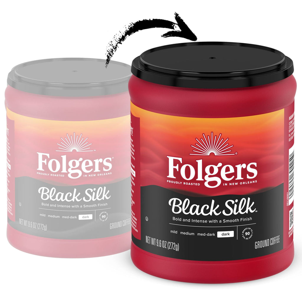 Folgers Black Silk Dark Roast Ground Coffee 9.6 oz Canister