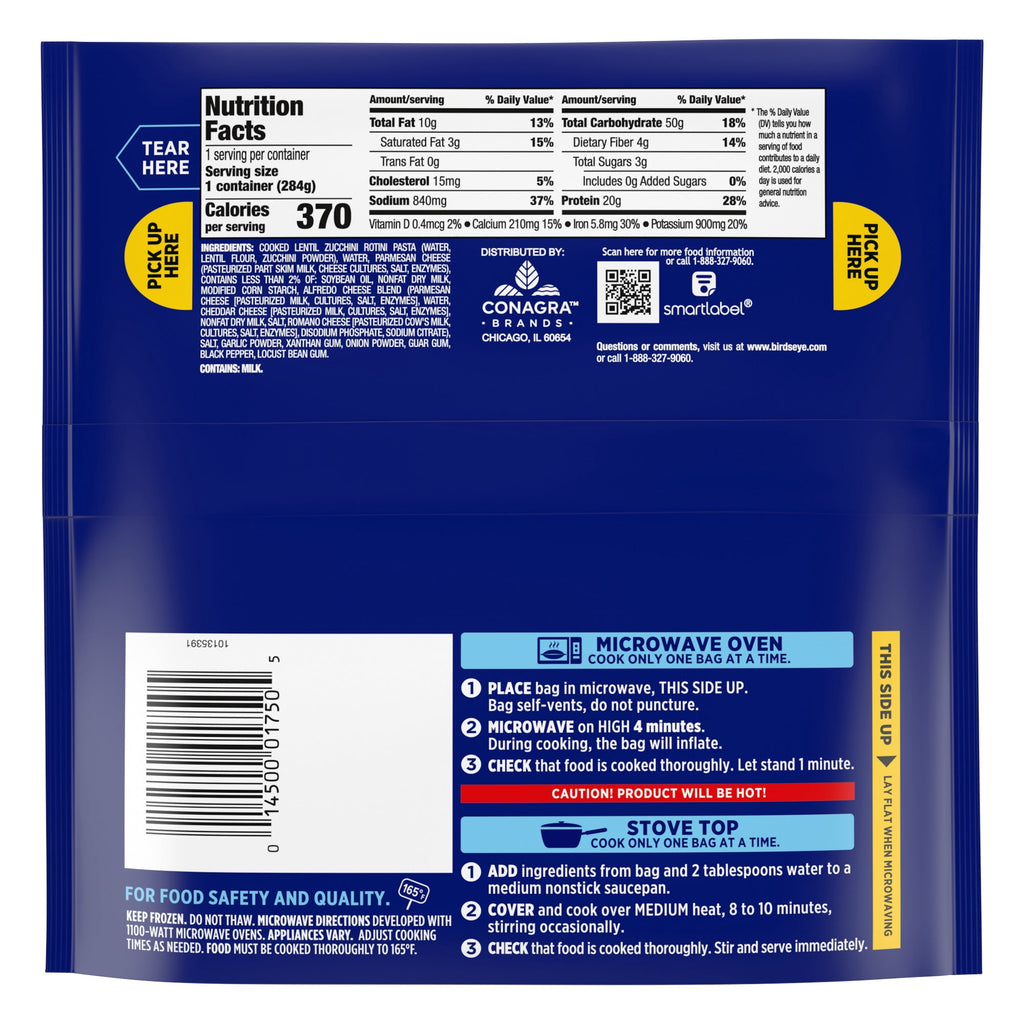 Birds Eye Protein Veggie Pasta with Alfredo Frozen Side 10 Oz