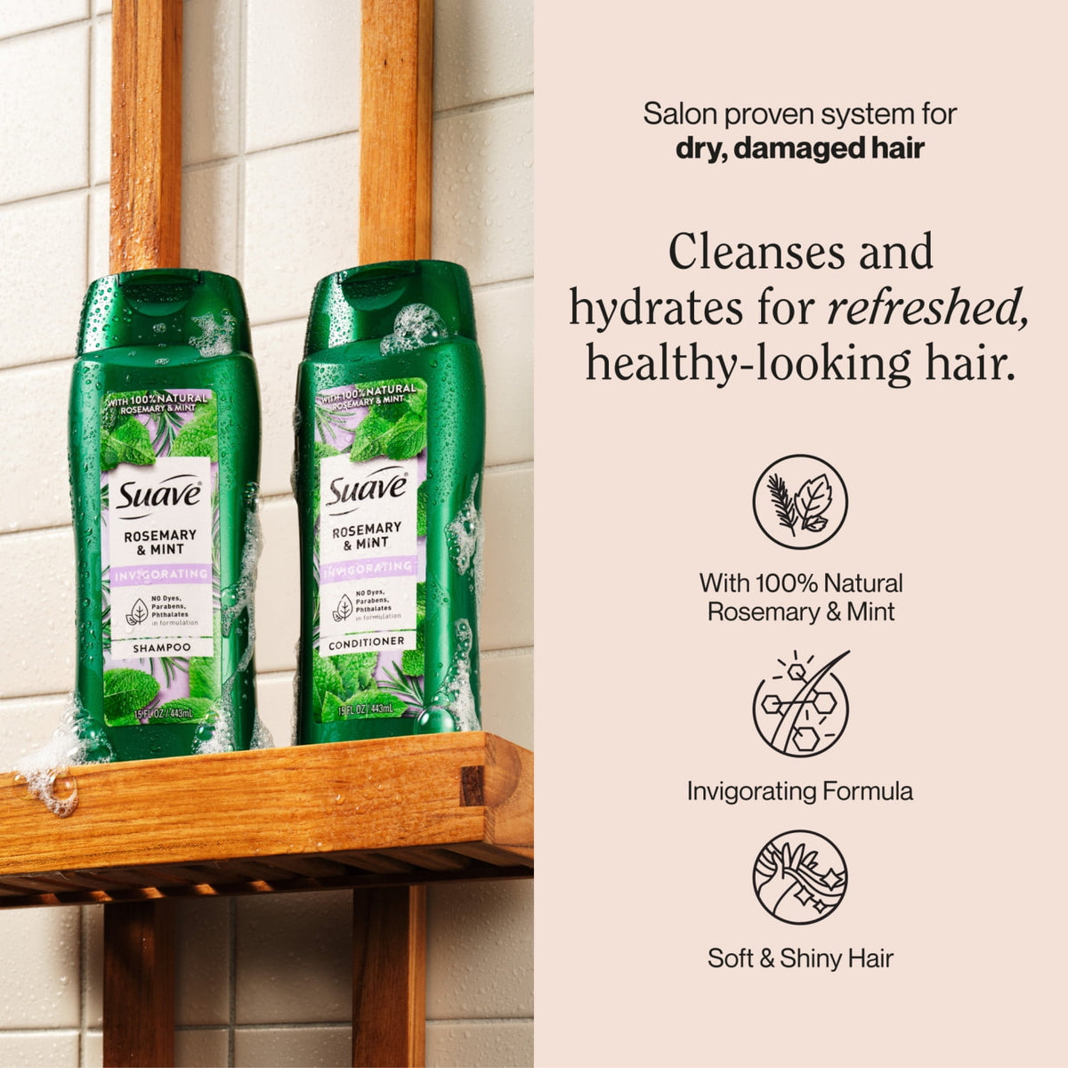 Suave Rosemary & Mint Invigorating Shampoo & Conditioner Set 30 fl oz
