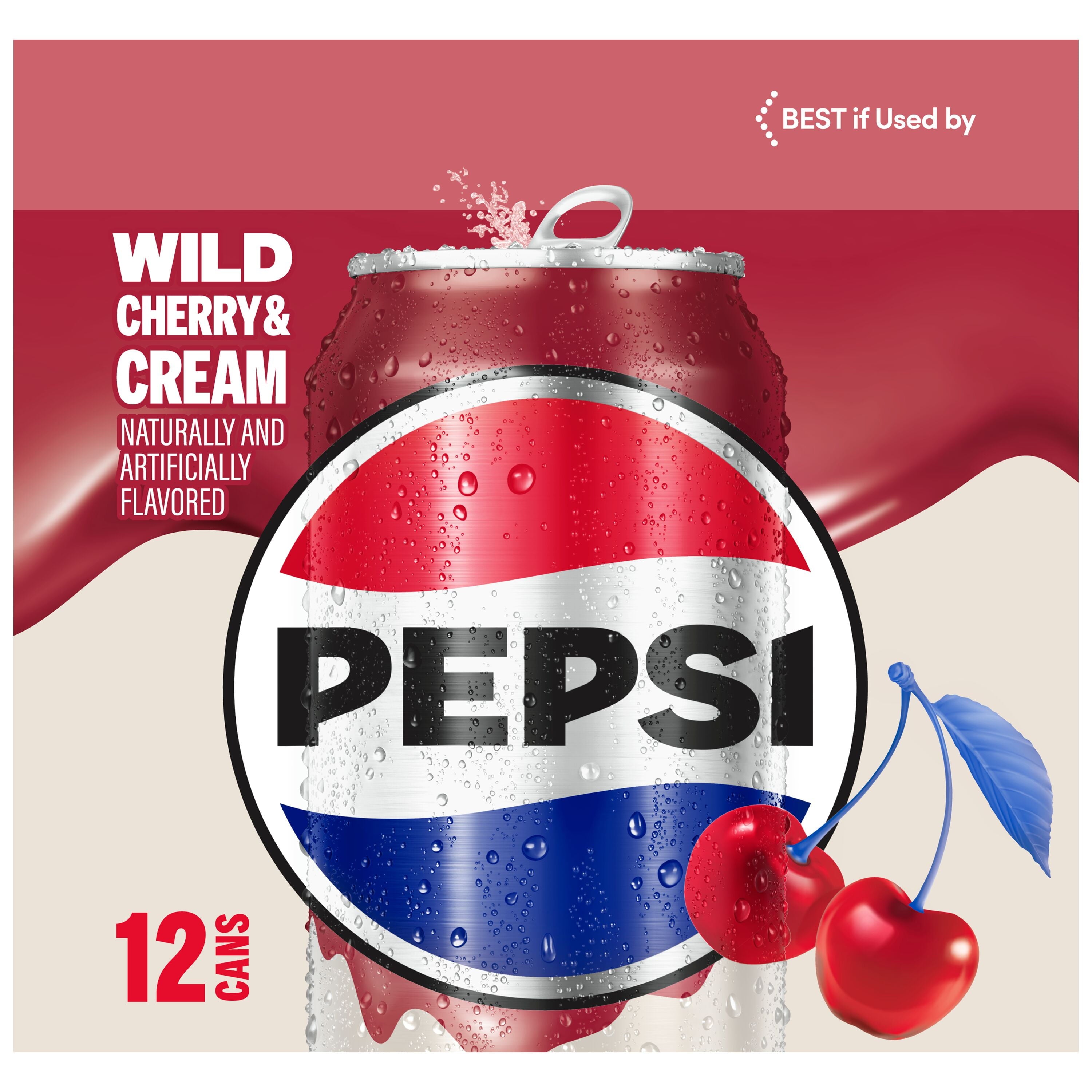 Pepsi Wild Cherry & Cream Cola Soda Pop Cans 12 Fl Oz 12 Pack