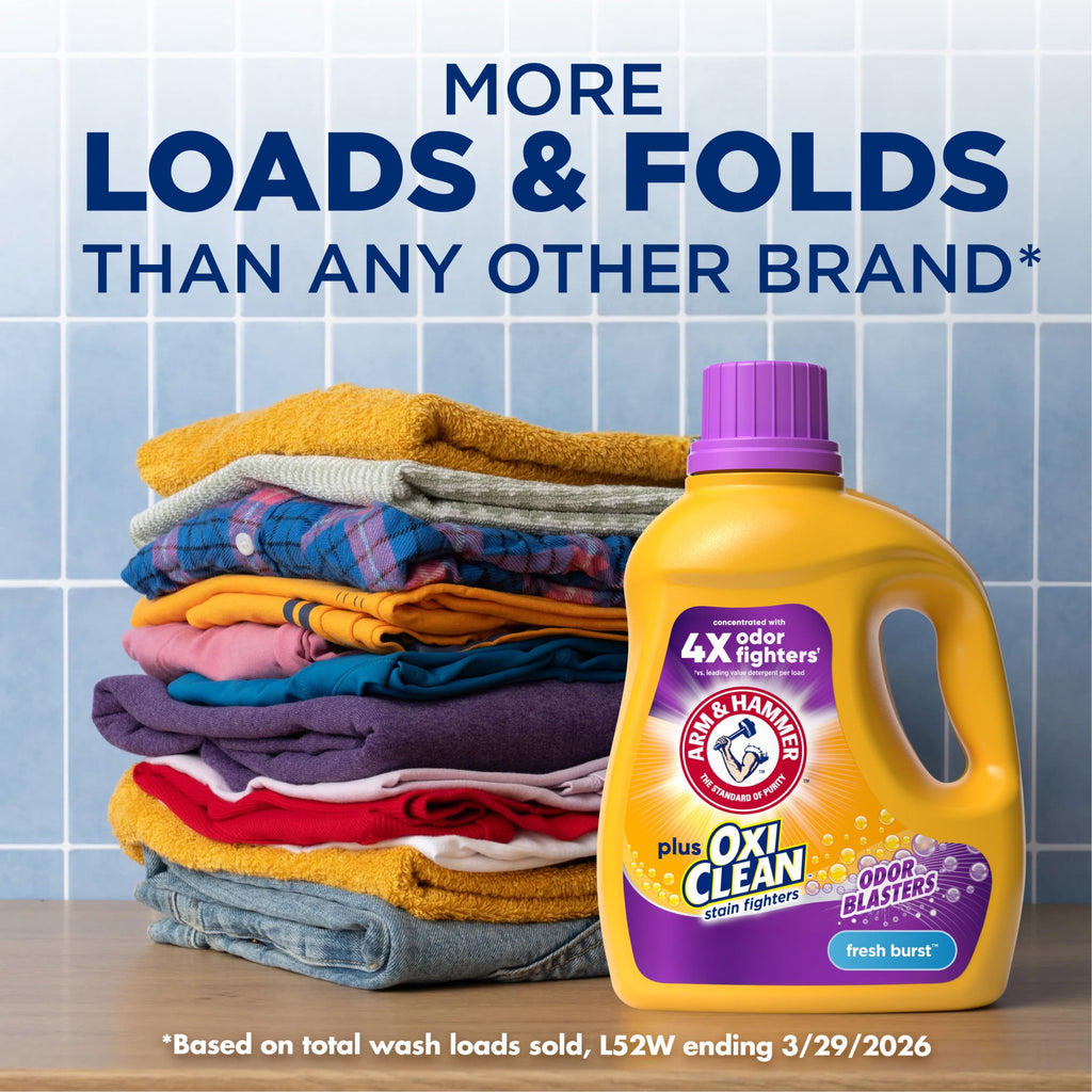ARM & HAMMER Plus OxiClean with Odor Blasters Liquid Laundry Detergent Fresh Burst 158.6 fl oz 122 Loads