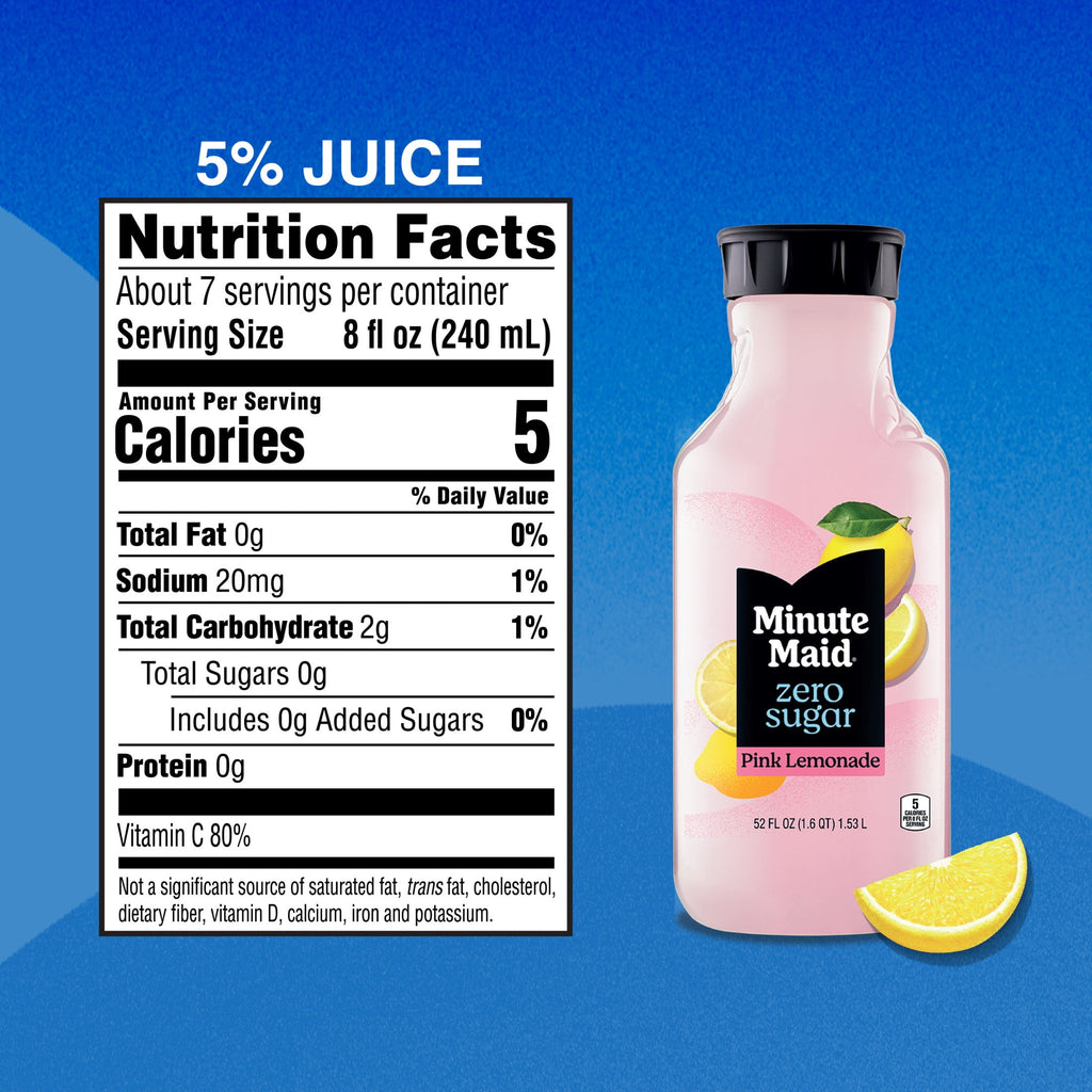 Minute Maid Zero Sugar Pink Lemonade 52 fl oz Bottle
